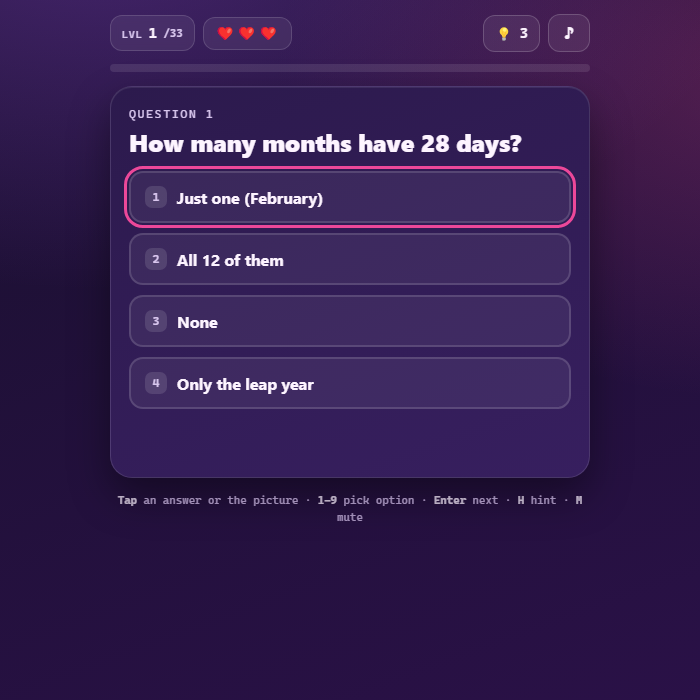 Brain Quiz gameplay screenshot