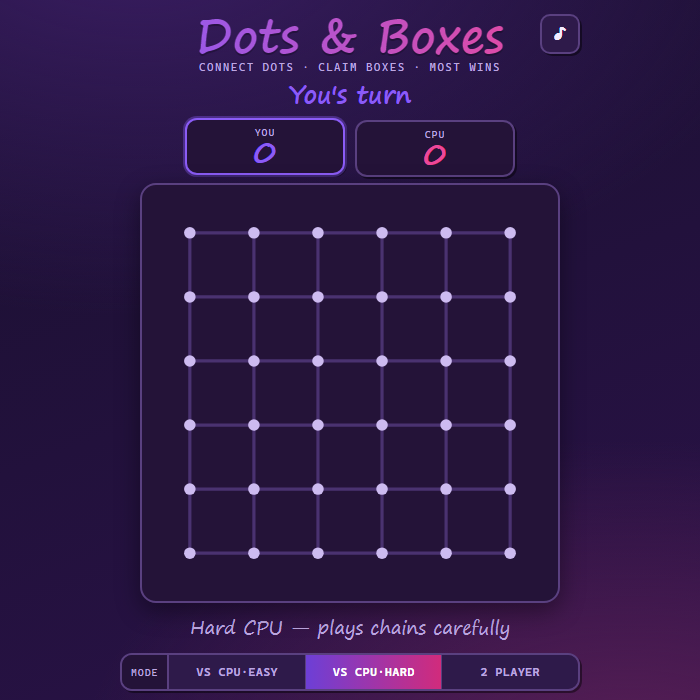 Dots and Boxes gameplay screenshot
