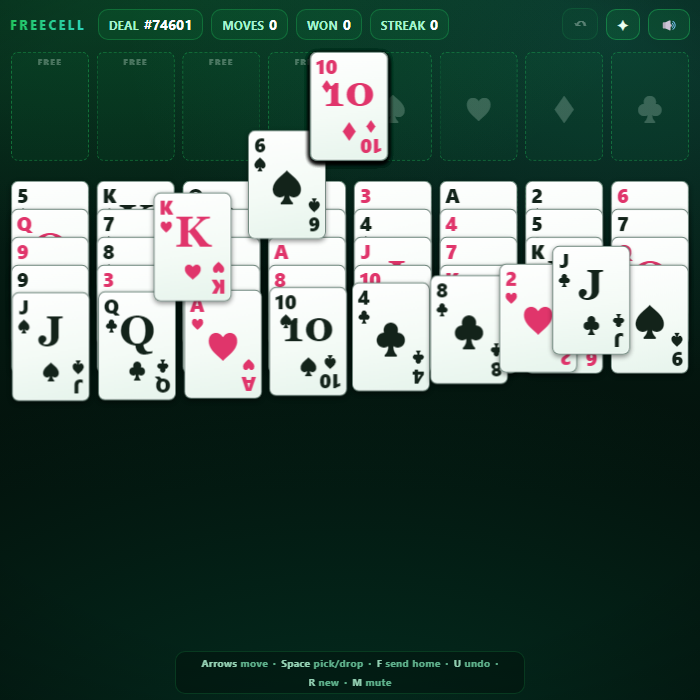 FreeCell gameplay screenshot