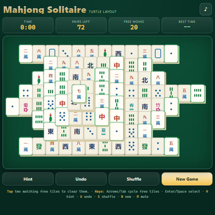 Mahjong Solitaire gameplay screenshot