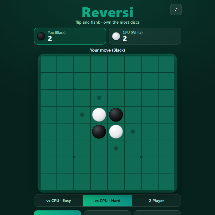 Reversi gameplay screenshot