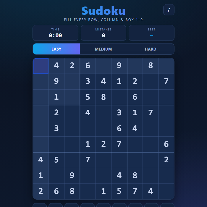Sudoku gameplay screenshot