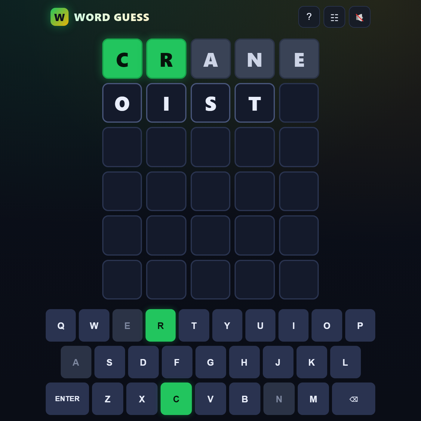 Word Guess gameplay screenshot